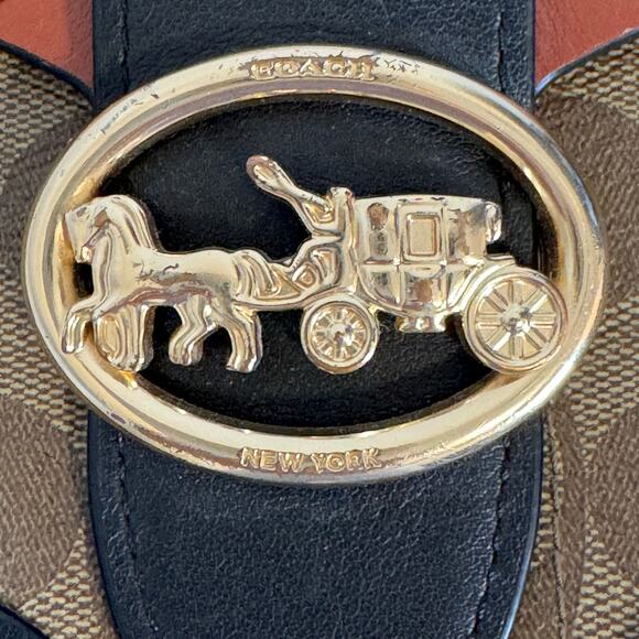 Coach Georgie Saddle Bag Terracotta Colorblock Signature Canvas Rivets Crossbody - Picture 13 of 16